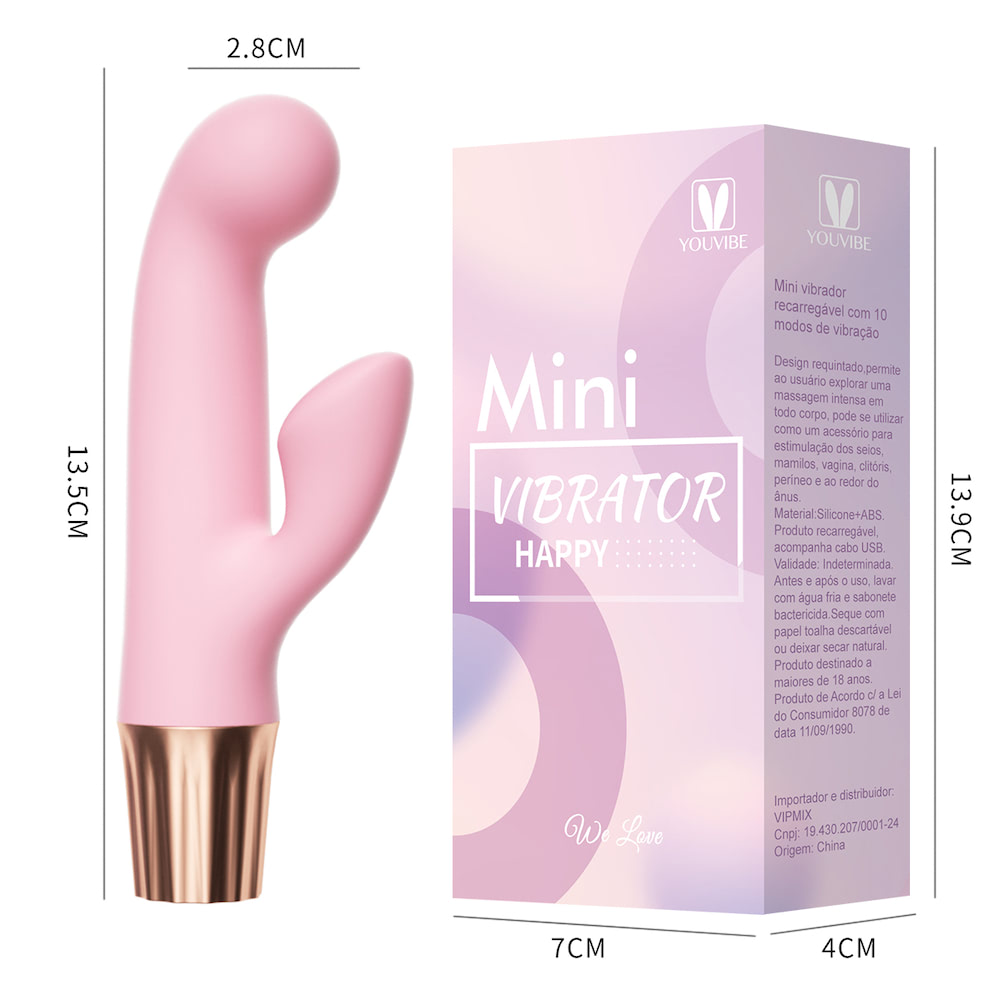 MINI VIBRADOR RECARREGÁVEL PONTO G COM ESTIMULADOR CLITORIANO 10 MODOS DE VIBRAÇÃO - IMPORTAÇÃO VR144