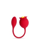 VIBRADOR DUPLO RECARREGÁVEL COM FORMATO DE ROSA E PENETRADOR - IMPORTAÇÃO RS042