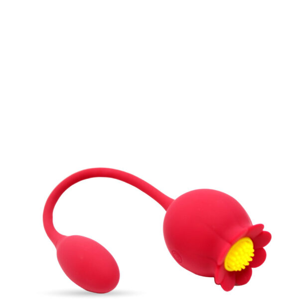 VIBRADOR DUPLO RECARREGÁVEL COM FORMATO DE ROSA E PENETRADOR - IMPORTAÇÃO RS042