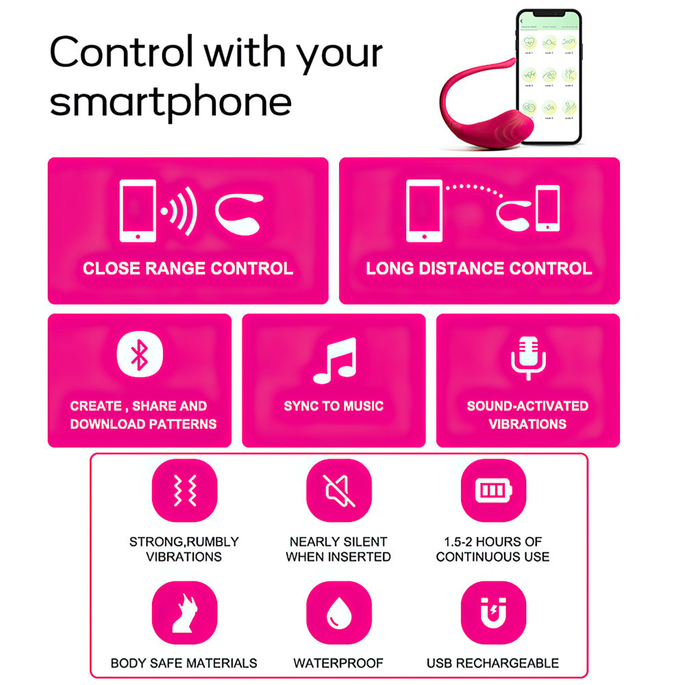 BULLET RECARREGÁVEL COM CONTROLE VIA APLICATIVO 9 MODOS DE VIBRAÇÃO - IMPORTAÇÃO BR027