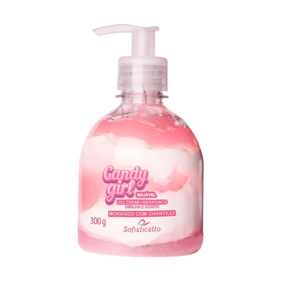 CANDY GIRL GEL CREME HIDRATANTE BEIJÁVEL VIRILHA E CORPO MORANGO COM CHANTILLY 300G - SOFISTICATTO