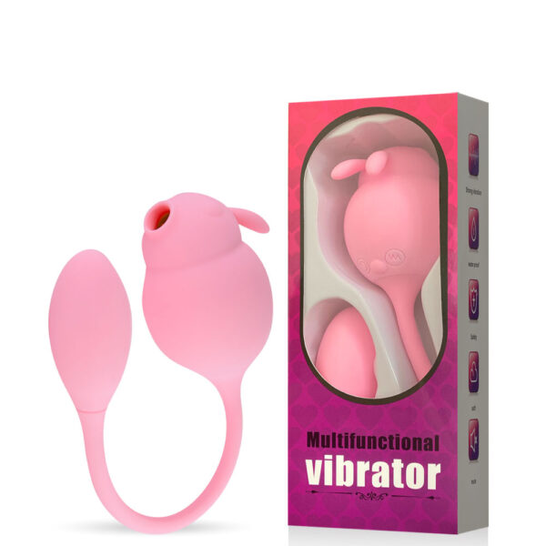 VIBRADOR DUPLO EM FORMATO DE COELHO SUGADOR E PENETRADOR CONTROLE VIA APLICATIVO - IMPORTAÇÃO VR048