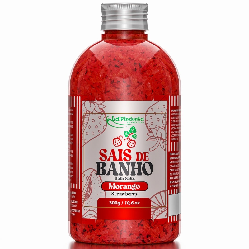 SAIS DE BANHO AROMATIZADO MORANGO 300G - LA PIMIENTA