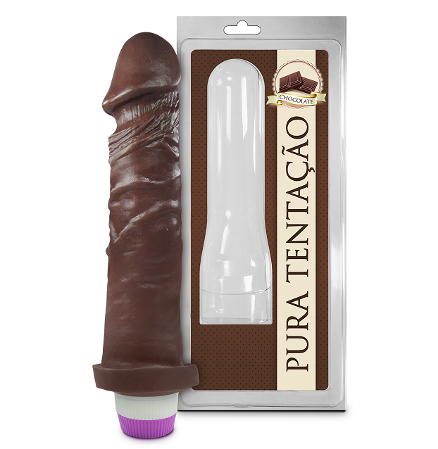 PRÓTESE REALÍSTICA AROMÁTICA COM VIBRO INTERNO CHOCOLATE 18X4,4CM - SEXY FANTASY PC003