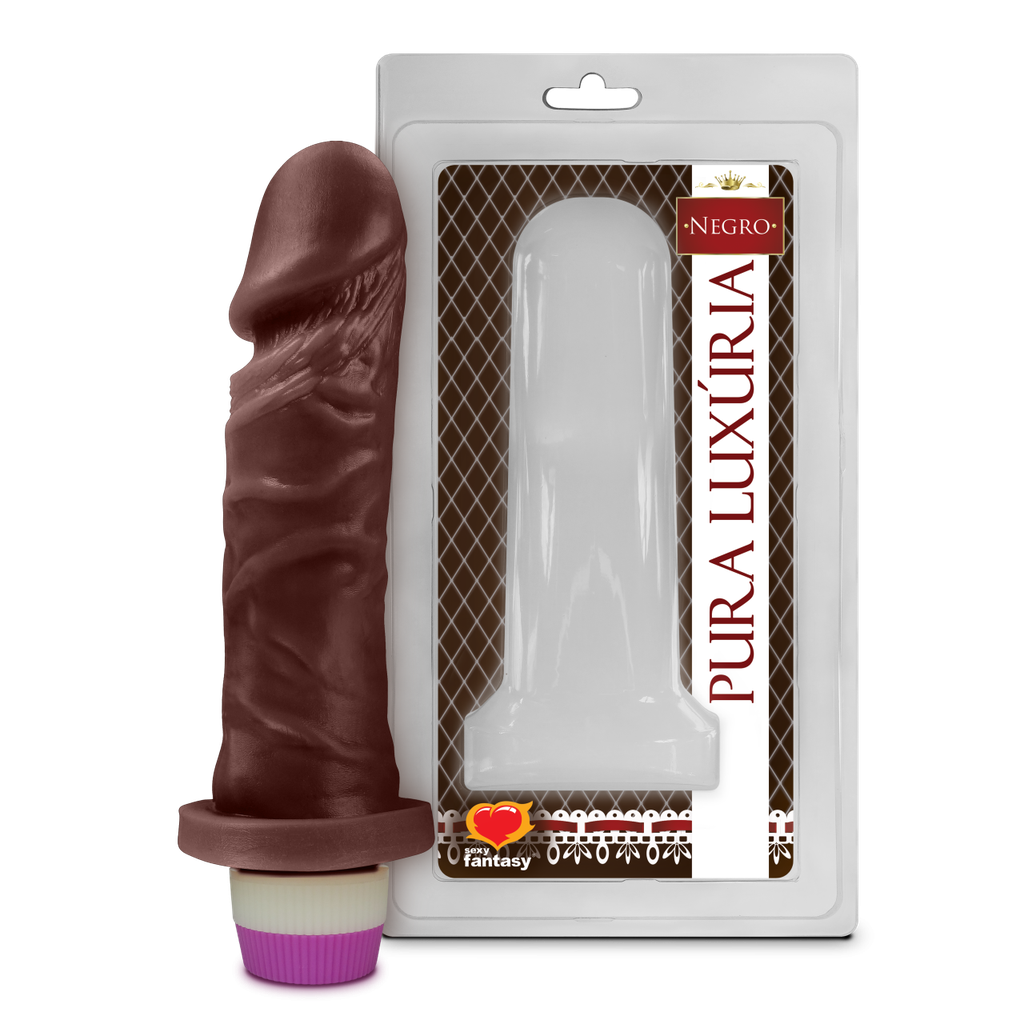 PRÓTESE REALÍSTICA COM VIBRO INTERNO NEGRO 15,3X4CM - SEXY FANTASY PCN008