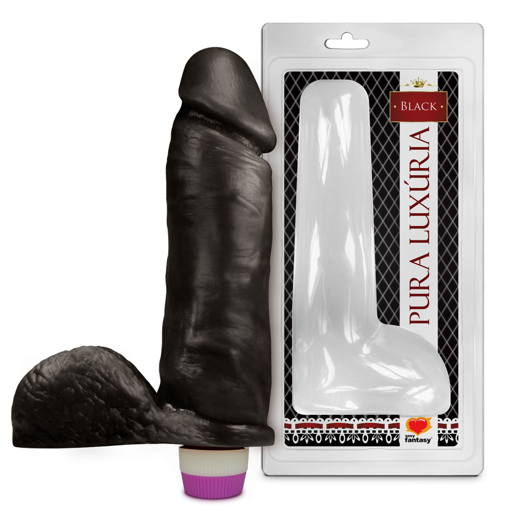 PRÓTESE REALÍSTICA COM VIBRO INTERNO E SACO PRETO 20,5X4,7CM - SEXY FANTASY PCP031