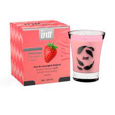 [000385] VELA DE MASSAGEM BEIJÁVEL MORANGO 40G - INTT