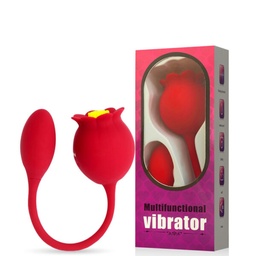[0000976] VIBRADOR DUPLO RECARREGÁVEL COM FORMATO DE ROSA E PENETRADOR CONTROLADO VIA APLICATIVO - IMPORTAÇÃO RS042